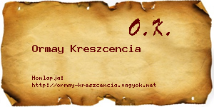 Ormay Kreszcencia névjegykártya